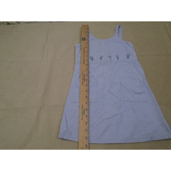 Vintage Girls Linen Dress Emmas Garden Flroal Purple Violet Tank Top 5/6 - Picture 5 of 7